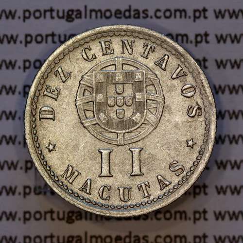 Angola, 2 Macutas 1928 em alpaca, 10 centavos 1928 Angola Ex-Colónia Portuguesa, (MBC+), World Coins Angola KM 67