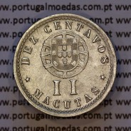 Angola, 2 Macutas 1928 em alpaca, 10 centavos 1928 Angola Ex-Colónia Portuguesa, (MBC+), World Coins Angola KM 67