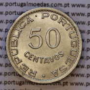 Angola 50 Centavos 1950 Alpaca, "$50" centavos 1950 da Ex-Colónia portuguesa de Angola, (Bela/Sob.), World Coins Angola KM 72