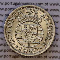 Angola, Nickel brass coin 50 centavos 1950 of former Portuguese colony of Angola, (UNC),  World Coins Angola KM 72