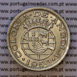 Angola 50 Centavos 1950 Alpaca, "$50" centavos 1950 da Ex-Colónia portuguesa de Angola, (Bela), World Coins Angola KM 72