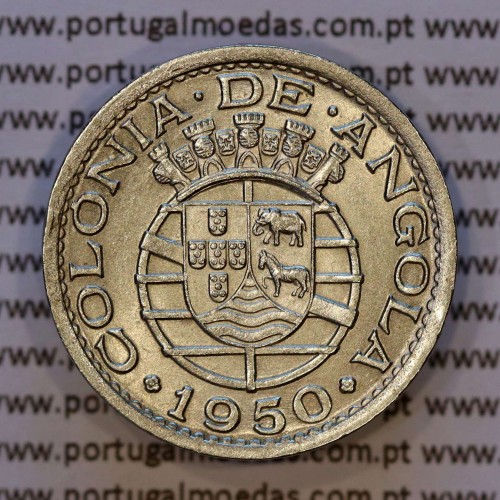 Angola 50 Centavos 1950 Alpaca, "$50" centavos 1950 da Ex-Colónia portuguesa de Angola, (Bela), World Coins Angola KM 72