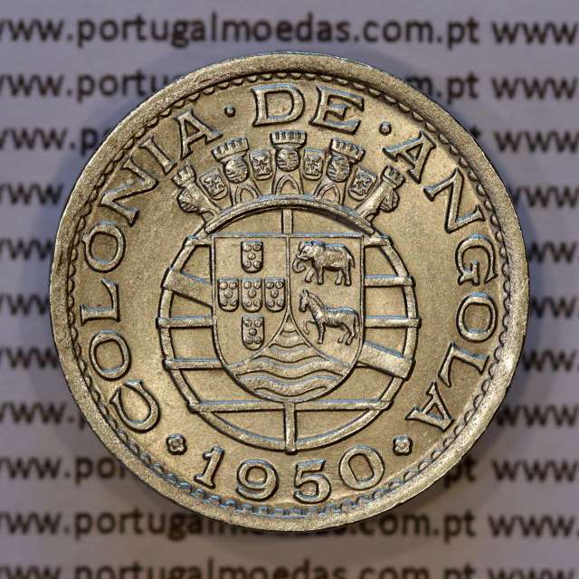 Angola 50 Centavos 1950 Alpaca, "$50" centavos 1950 da Ex-Colónia portuguesa de Angola, (Bela), World Coins Angola KM 72