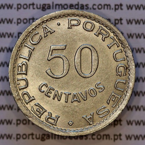Angola 50 Centavos 1950 Alpaca, "$50" centavos 1950 da Ex-Colónia portuguesa de Angola, (Bela), World Coins Angola KM 72