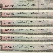Timor, lote de 6 notas números seguidos de 20 Escudos 1967 Régulo D. Aleixo, (NC), World Paper Money Timor Pick 26