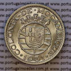 Mozambique, Nickel brass coin of 1 Escudo 1951 Former Portuguese colony of Mozambique, (UNC), World Coins Mozambique KM 77