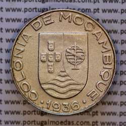 Mozambique, copper-nickel coin of 1 Escudo 1936 Former Portuguese colony of Mozambique, (XF+), World Coins Mozambique KM 66