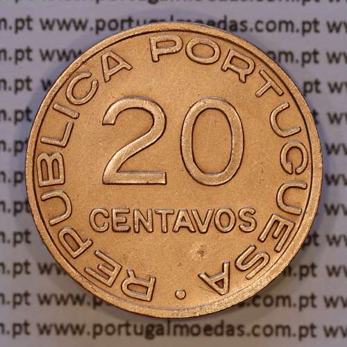 Moçambique, 20 centavos 1936 cobre da Ex-Colónia Portuguesa de Moçambique, (Bela-), World Coins Mozambique KM 64