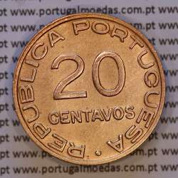 Mozambique, Copper coin of 20 Centavos 1936 of Former Portuguese Colony of Mozambique, (XF+), World Coins Mozambique KM 64