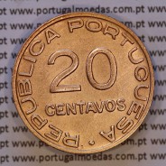 Mozambique, Copper coin of 20 Centavos 1936 of Former Portuguese Colony of Mozambique, (XF+), World Coins Mozambique KM 64