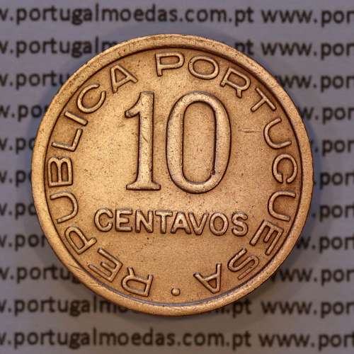 Mozambique, Copper coin of 10 Centavos 1936 of Former Portuguese Colony of Mozambique, (VF+), World Coins Mozambique KM 63