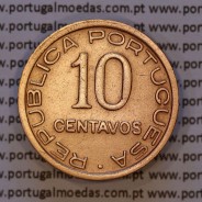 Mozambique, Copper coin of 10 Centavos 1936 of Former Portuguese Colony of Mozambique, (VF+), World Coins Mozambique KM 63