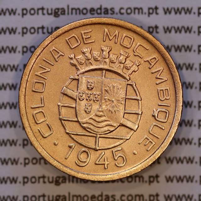 Moçambique, 50 centavos 1945 bronze da Ex-Colónia Portuguesa de Moçambique, (Bela), World Coins Mozambique KM 73