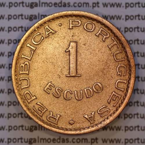 Mozambique, bronze coin of 1 Escudo 1953 of Former Portuguese Colony of Mozambique, (VF+), World Coins Mozambique KM 82