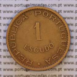 Mozambique, bronze coin of 1 Escudo 1953 of Former Portuguese Colony of Mozambique, (VF), World Coins Mozambique KM 82