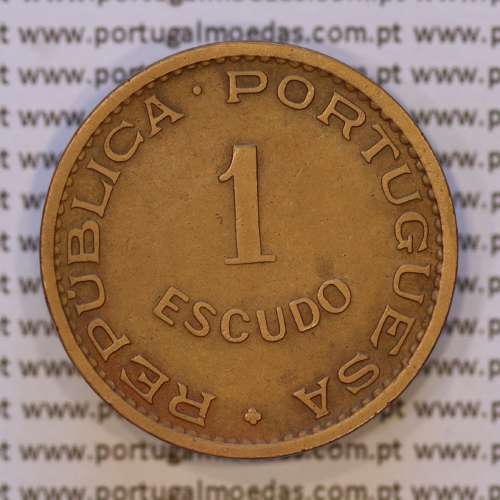 Mozambique, bronze coin of 1 Escudo 1953 of Former Portuguese Colony of Mozambique, (VF), World Coins Mozambique KM 82