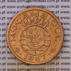 Mozambique, bronze coin of 1 Escudo 1953 of Former Portuguese Colony of Mozambique, (VF), World Coins Mozambique KM 82