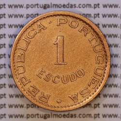 Mozambique, bronze coin of 1 Escudo 1953 of Former Portuguese Colony of Mozambique, (VF), World Coins Mozambique KM 82