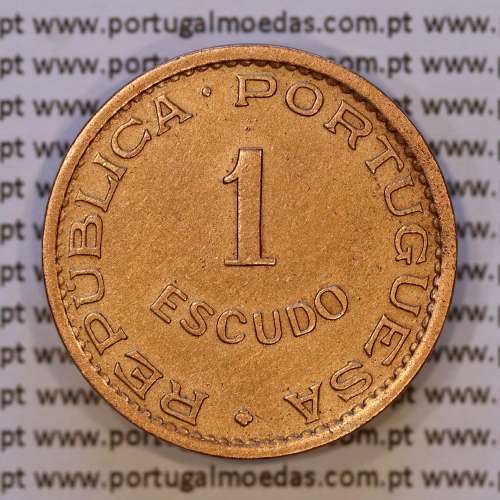 Mozambique, bronze coin of 1 Escudo 1953 of Former Portuguese Colony of Mozambique, (VF), World Coins Mozambique KM 82