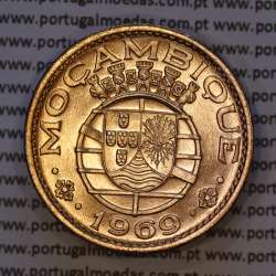 Moçambique, 1 escudo 1969 bronze, Ex-Colónia Portuguesa de Moçambique, (Soberba), World Coins Mozambique KM 82