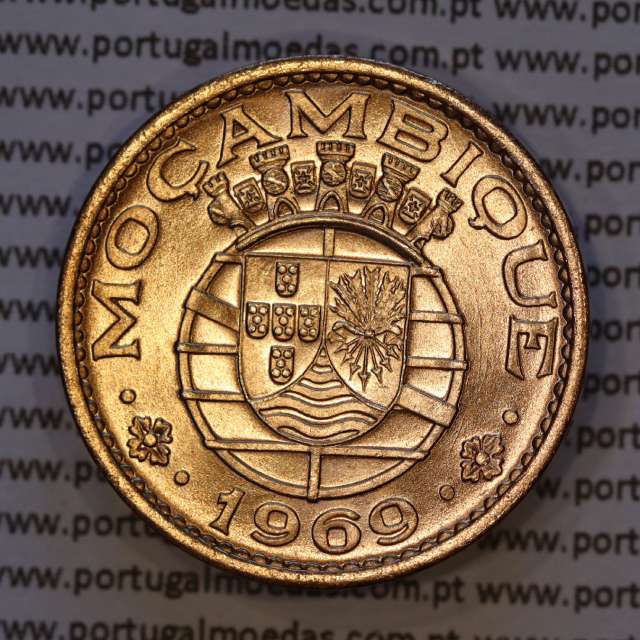 Moçambique, 1 escudo 1969 bronze, Ex-Colónia Portuguesa de Moçambique, (Soberba), World Coins Mozambique KM 82