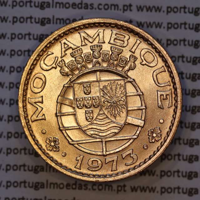 Moçambique, 1 escudo 1973 bronze, Ex-Colónia Portuguesa de Moçambique, (Soberba), World Coins Mozambique KM 82