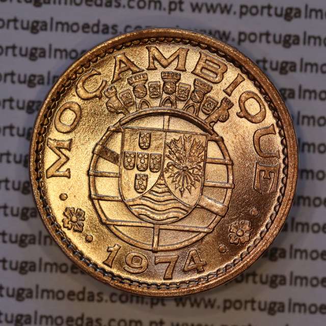 Moçambique, 1 escudo 1974 bronze, Ex-Colónia Portuguesa de Moçambique, (Soberba), World Coins Mozambique KM 82