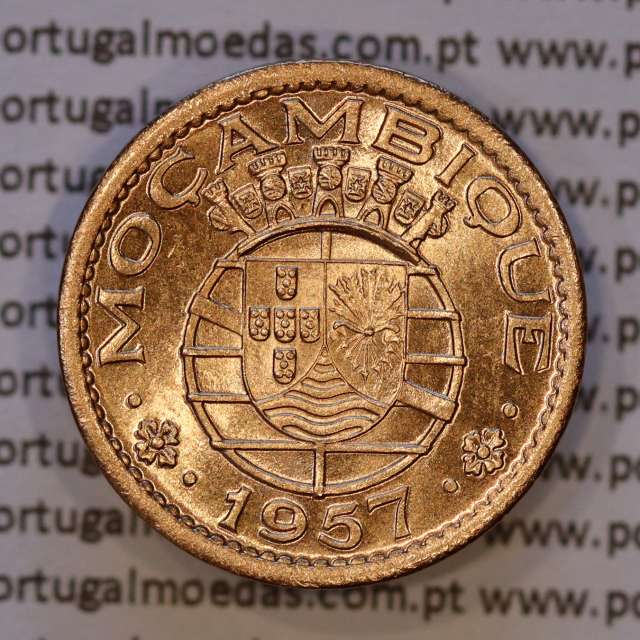 Mozambique, bronze coin of 50 centavos 1957 of Former Portuguese Colony of Mozambique, (AU/UNC), World Coins Mozambique KM 81