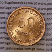 Moçambique, 50 centavos 1957 Bronze, Ex-Colónia Portuguesa de Moçambique, (Bela/Soberba), World Coins Mozambique KM 81