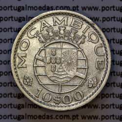 Moçambique, 10 Escudos 1955 Prata, 10$00 escudos 1955 prata Ex-Colónia de Moçambique, (MBC+), World Coins Mozambique KM 79