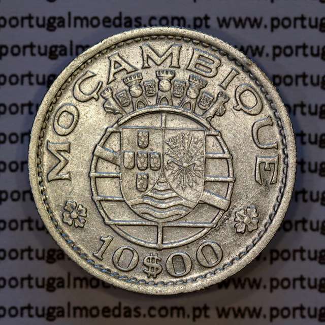 Moçambique, 10 Escudos 1955 Prata, 10$00 escudos 1955 prata Ex-Colónia de Moçambique, (MBC+), World Coins Mozambique KM 79