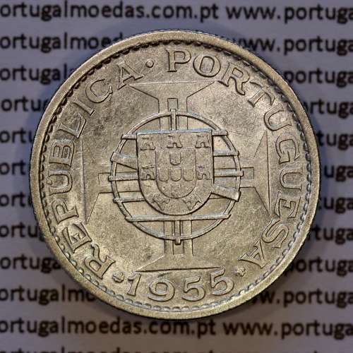 Moçambique, 10 Escudos 1955 Prata, 10$00 escudos 1955 prata Ex-Colónia de Moçambique, (MBC+), World Coins Mozambique KM 79