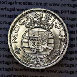 Mozambique, silver coin of 10 Escudos 1966 Former Portuguese Colony of Mozambique, (UNC), World Coins Mozambique KM 79a