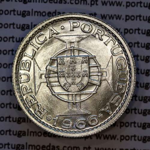 Mozambique, silver coin of 10 Escudos 1966 Former Portuguese Colony of Mozambique, (UNC), World Coins Mozambique KM 79a