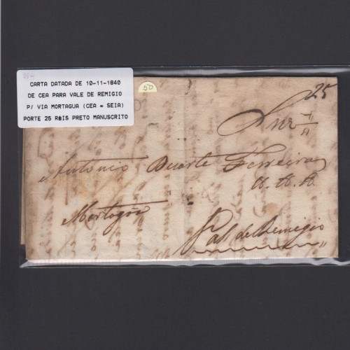 Carta Pré-Filatélica circulada de CEA (Seia) para Vale de Remigio datada de 10-09-1840