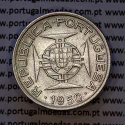 Mozambique, silver coin of 2.50 Escudos 1950, 2-1/2 Escudos 1950 Former Portuguese Colony, (VF), WorldCoins Mozambique KM 68