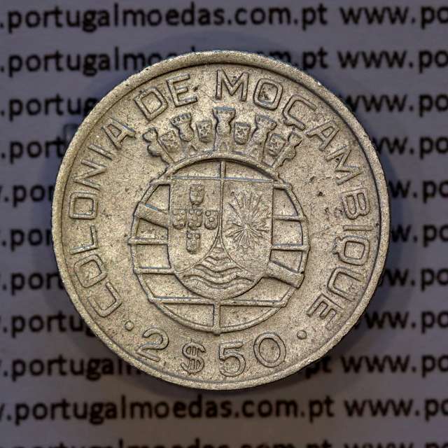 Mozambique, silver coin of 2.50 Escudos 1951, 2-1/2 Escudos 1951 Former Portuguese Colony, (VF+), WorldCoins Mozambique KM 68