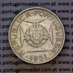 Mozambique, silver coin of 2.50 Escudos 1951, 2-1/2 Escudos 1951 Former Portuguese Colony, (VF+), WorldCoins Mozambique KM 68