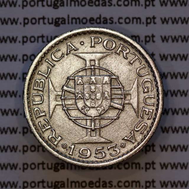 Moçambique, 2$50 1935 Cupro-níquel, 2.50 Escudos 1953 cuproníquel Ex-Colónia de Moçambique, (MBC+), World Coins Mozambique KM 78