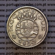 Moçambique, 2$50 1935 Cupro-níquel, 2.50 Escudos 1953 cuproníquel Ex-Colónia de Moçambique, (MBC+), World Coins Mozambique KM 78