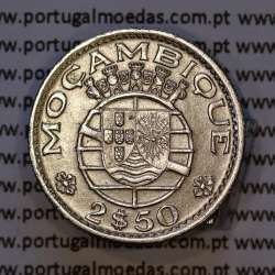 Moçambique, 2$50 1955 Cupro-níquel, 2.50 Escudos 1955 cuproníquel Ex-Colónia de Moçambique, (MBC), World Coins Mozambique KM 78
