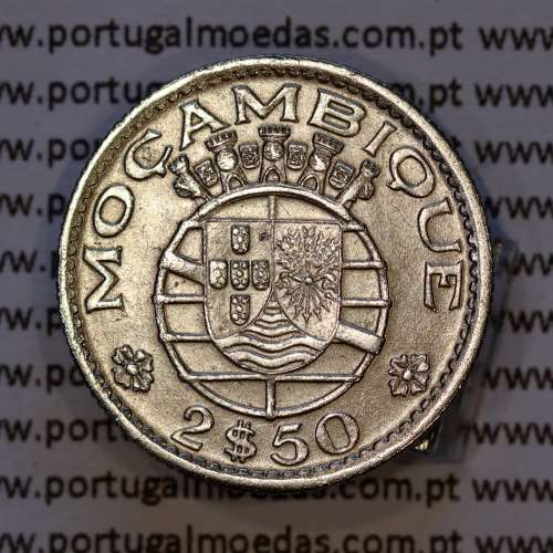 Mozambique, Copper-nickel coin 2.50 escudos1955, 2-1/2 escudos 1953, 2$50 1955 Former Portuguese Colony, (VF+), Mozambique KM 78