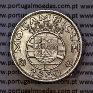Moçambique, 2$50 1955 Cupro-níquel, 2.50 Escudos 1955 cuproníquel Ex-Colónia de Moçambique, (MBC), World Coins Mozambique KM 78
