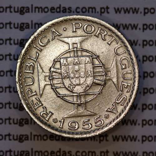 Mozambique, Copper-nickel coin 2.50 escudos1955, 2-1/2 escudos 1953, 2$50 1955 Former Portuguese Colony, (VF+), Mozambique KM 78