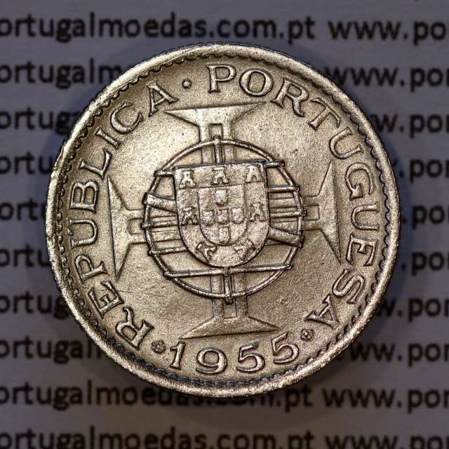 Moçambique, 2$50 1955 Cupro-níquel, 2.50 Escudos 1955 cuproníquel Ex-Colónia de Moçambique, (MBC), World Coins Mozambique KM 78