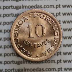 Angola 10 Centavos 1949 Bronze, ("$10" Dez centavos 1949 Angola), (Soberba), Ex-Colónia Angola, World Coins Angola KM 70