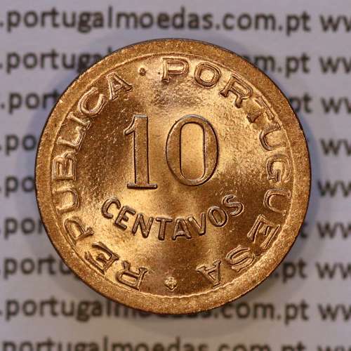 Angola, bronze coin of 10 Centavos 1949 of Former Portuguese Colony of Angola, (UNC), World Coins Angola KM 70