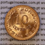 Angola, bronze coin of 10 Centavos 1949 of Former Portuguese Colony of Angola, (UNC), World Coins Angola KM 70