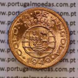 Angola, bronze coin of 10 Centavos 1949 of Former Portuguese Colony of Angola, (UNC), World Coins Angola KM 70