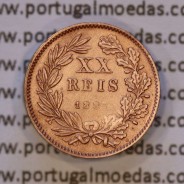 Miniatura moeda de XX reis 1887 de D. Luis I "IM.L.CHR.LAUER NüRNBERG",  emissão  "Casa da Moeda L. Chr. Lauer" ano 1888